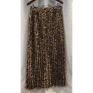 Ebossy‎ Pleated Full Maxi Skirt Animal Print Cheeta Size Large